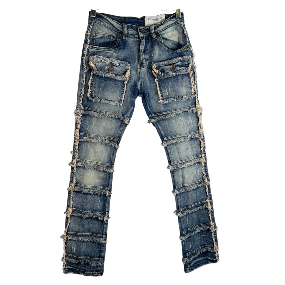 FWRD Denim New York Patchwork True Stacked Denim Jeans Size 12
